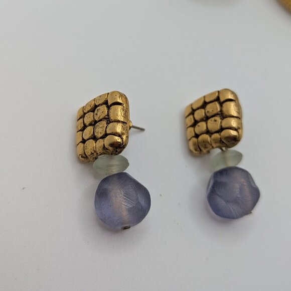 Vintage Earrings Stud Pierced Chunky Bold Statement Gold Tone Mix Lot of 7 - Picture 8 of 12